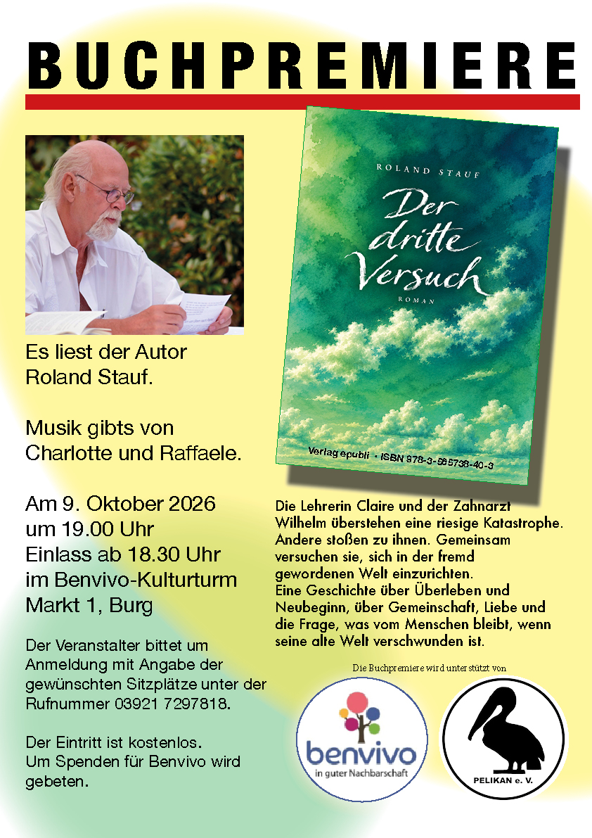Plakat zur Buchpremiere von Der dritte Versuch